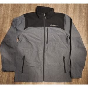 Men's Eddie Bauer Medium Polyester Jacket Gray & Black Coat*
